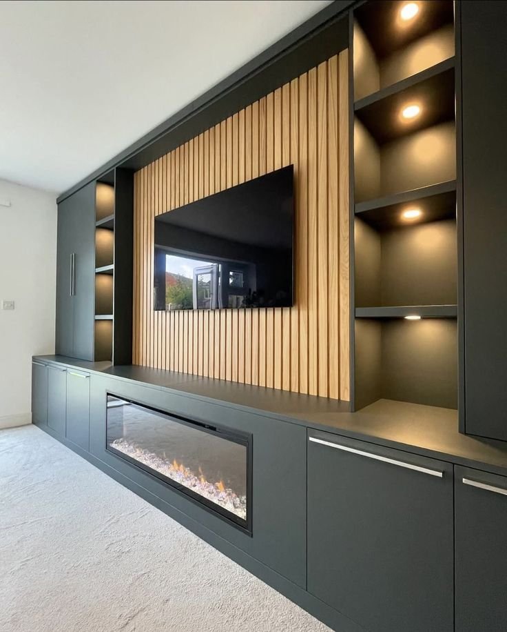 Sala com Lareira Moderna